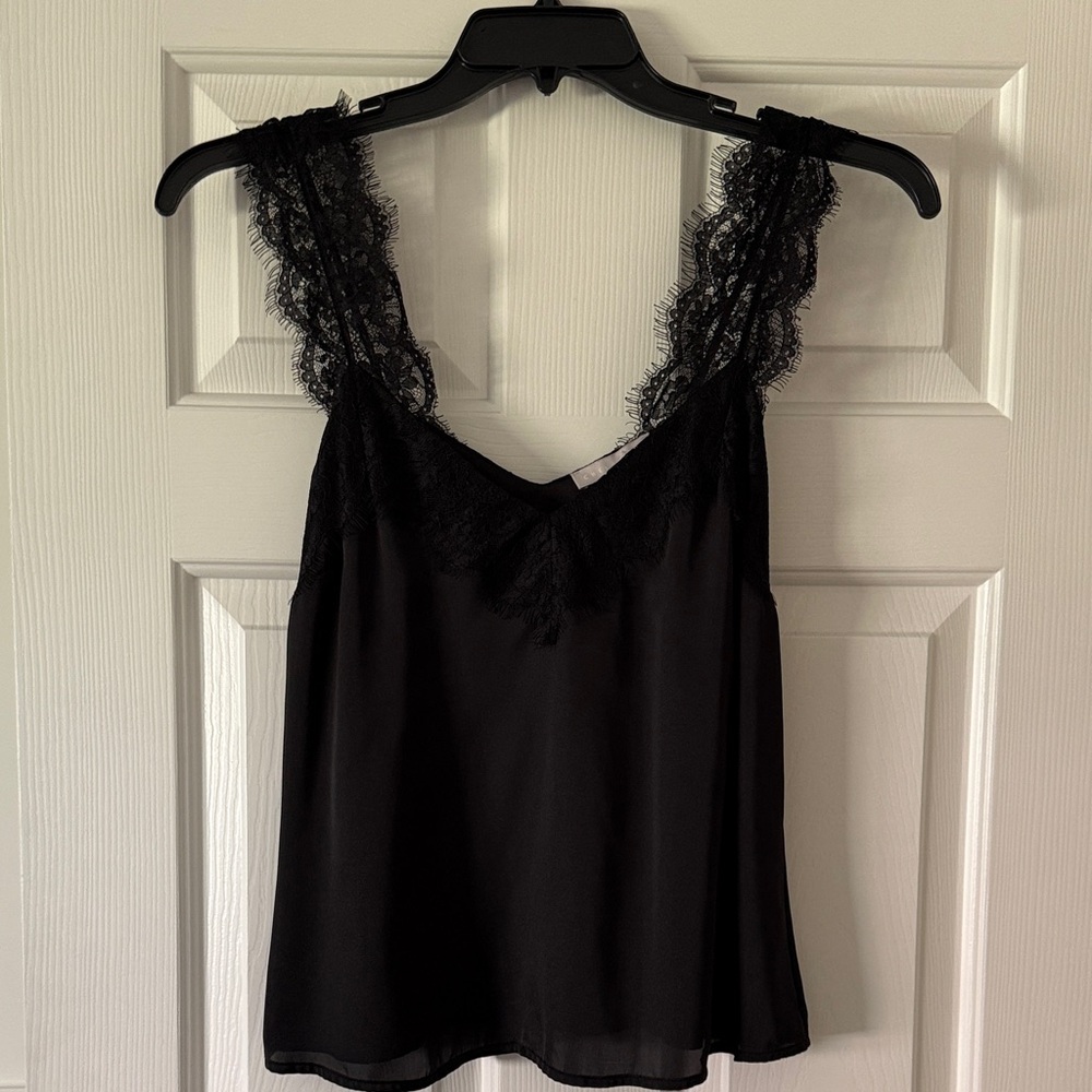 Chelsea28 Black Lace Trim Blouse